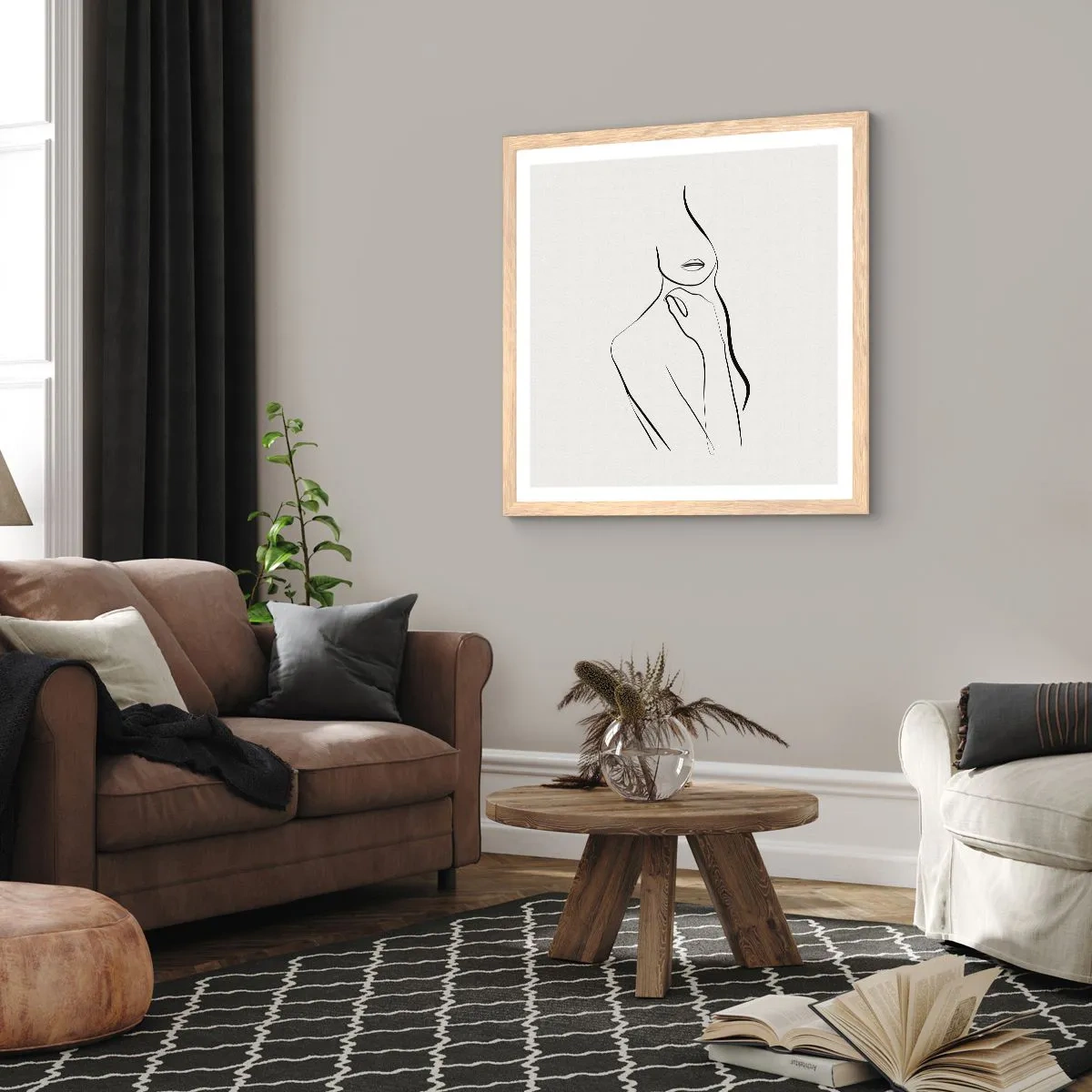 Poster in light oak frame - Wave of Melancholy - 60x60 cm