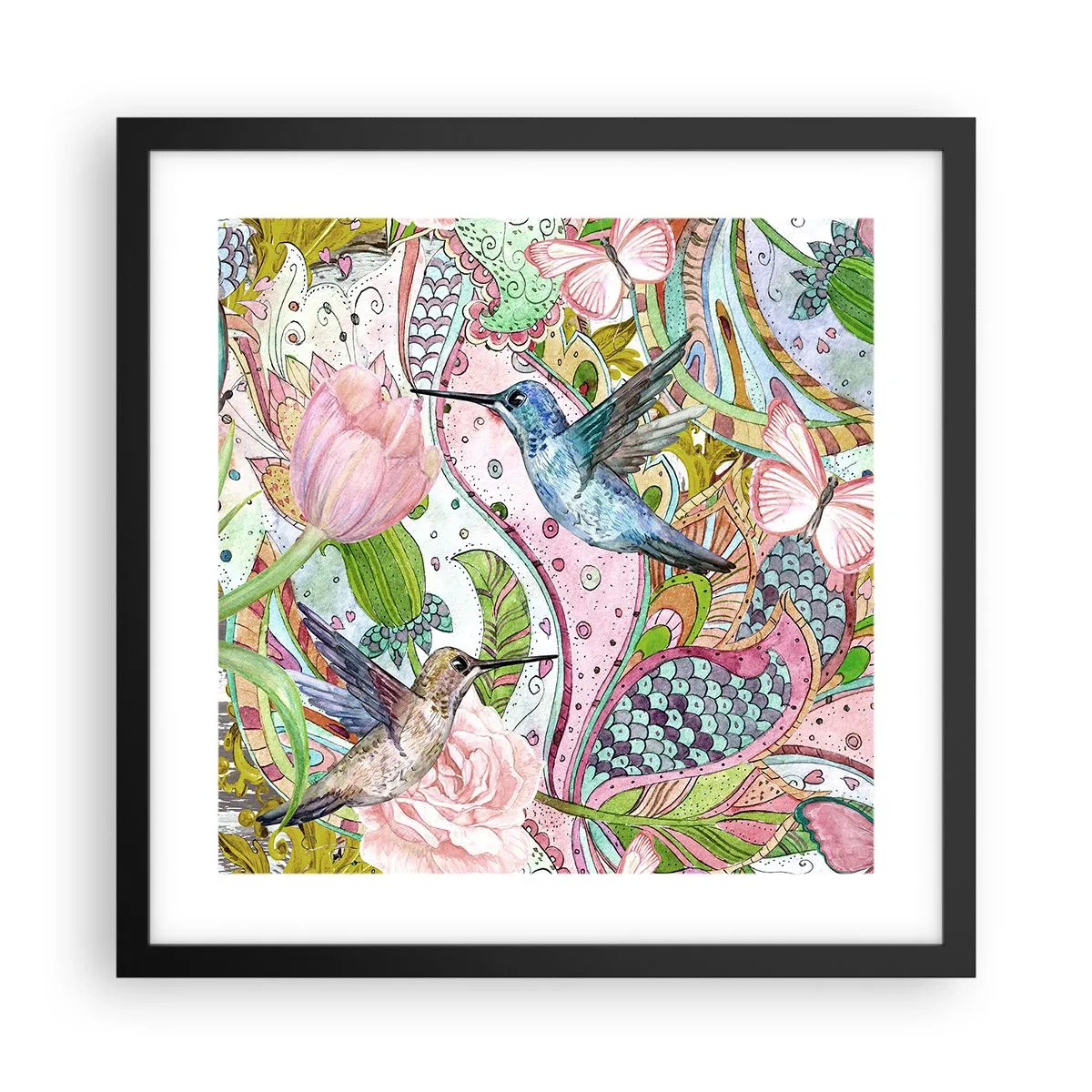 Poster in black frame - Entwined in the Vines - 40x40 cm