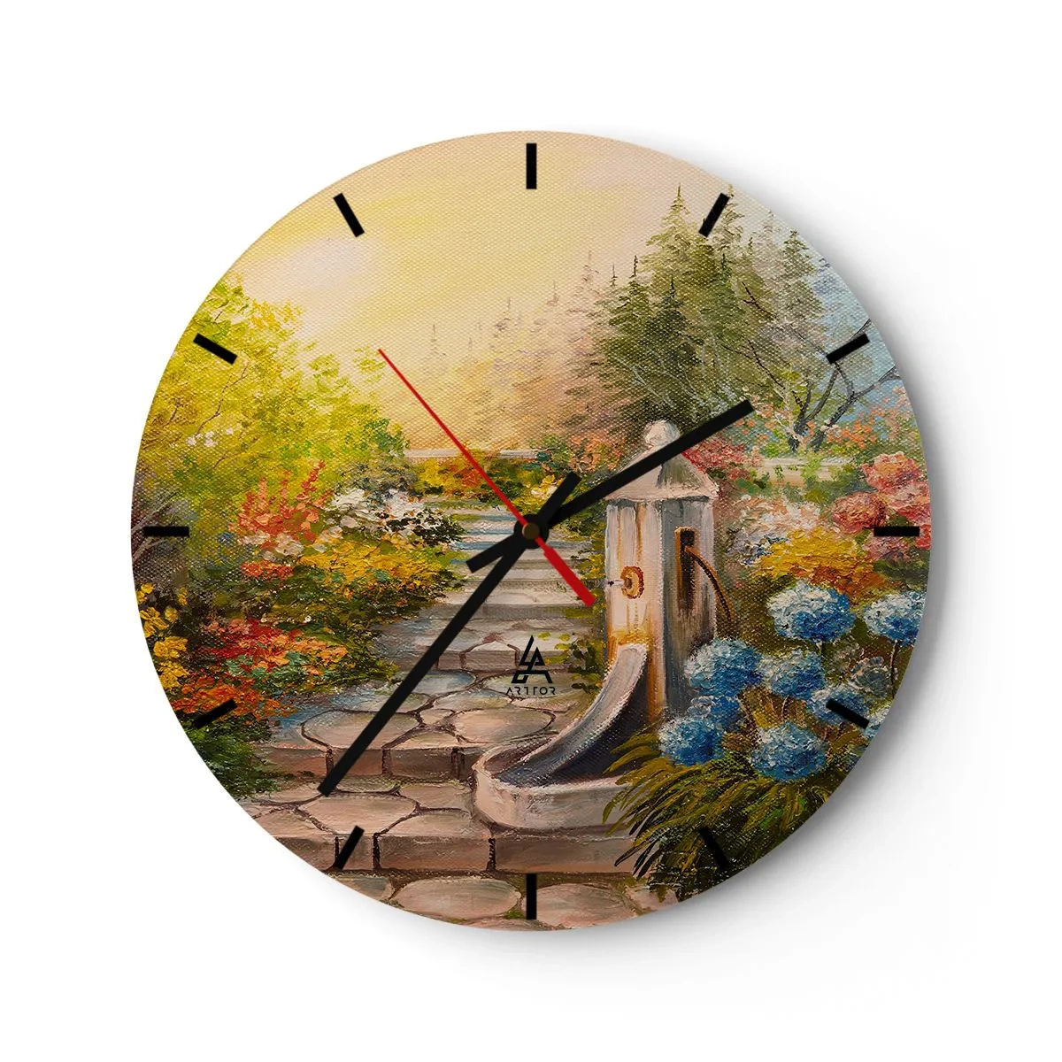 Wall clock - Clock on glass - In Full Bloom - 40x40 cm