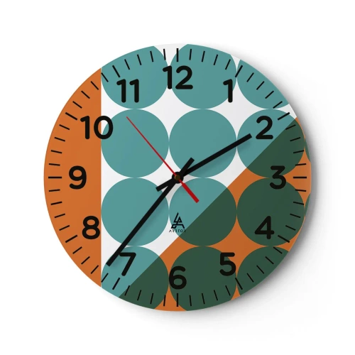 Wall clock - Clock on glass - Upwards and Diagonally - 30x30 cm