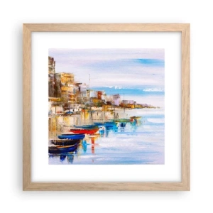 Poster in light oak frame - Multicolour Town Marina - 30x30 cm