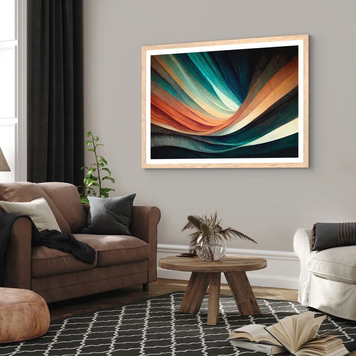 Poster in light oak frame - Woven from Colours - 50x40 cm