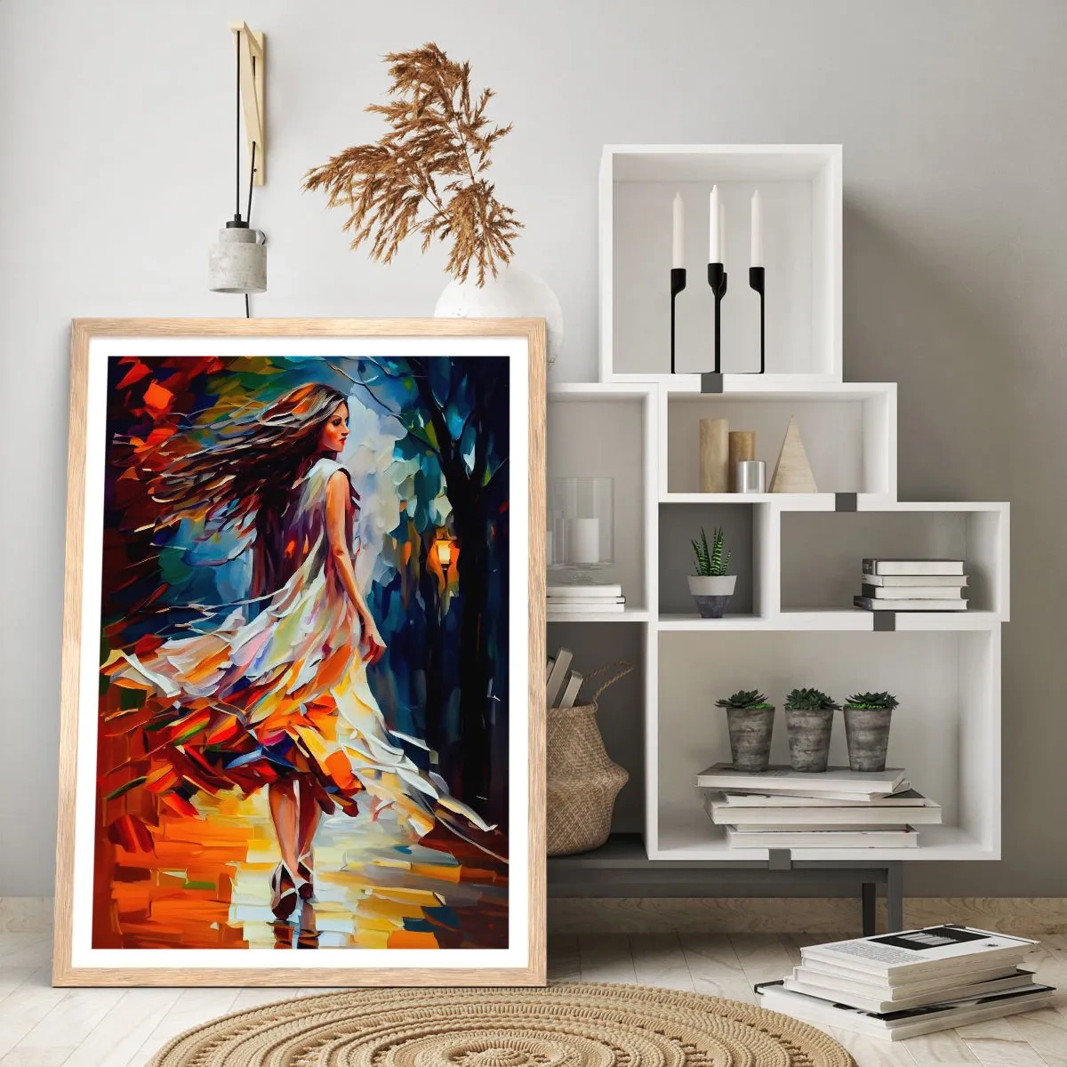Poster in light oak frame - Autumn Girl - 61x91 cm