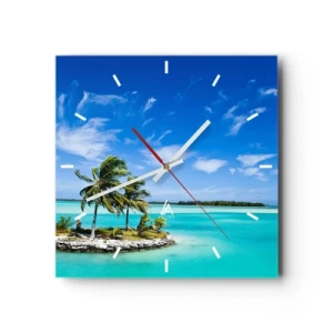 Wall clock - Clock on glass - Paradise on Earth - 40x40 cm