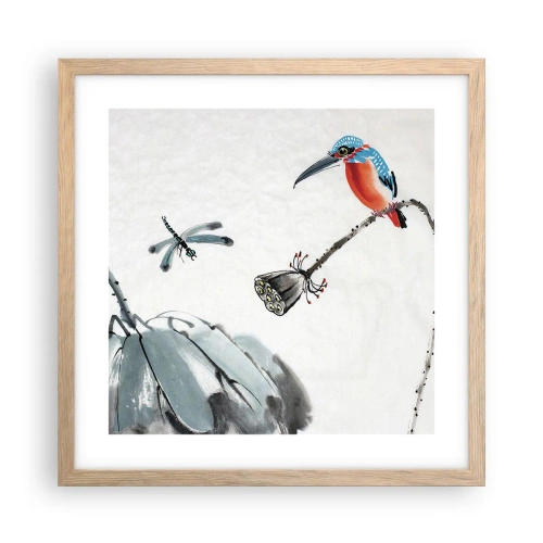 Poster in light oak frame - Life of a Meadow - 40x40 cm