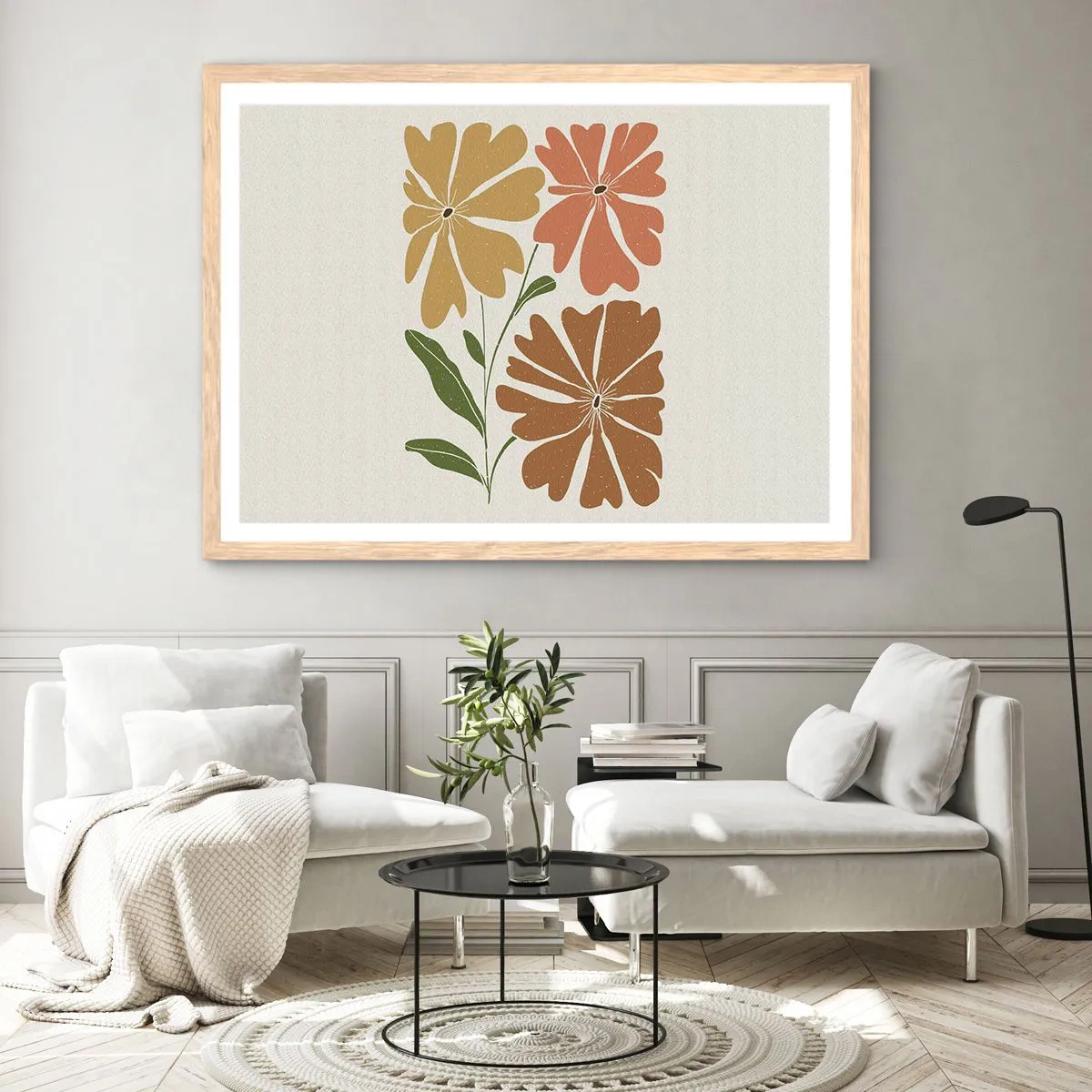 Poster in light oak frame - Nature and Geometry - 100x70 cm