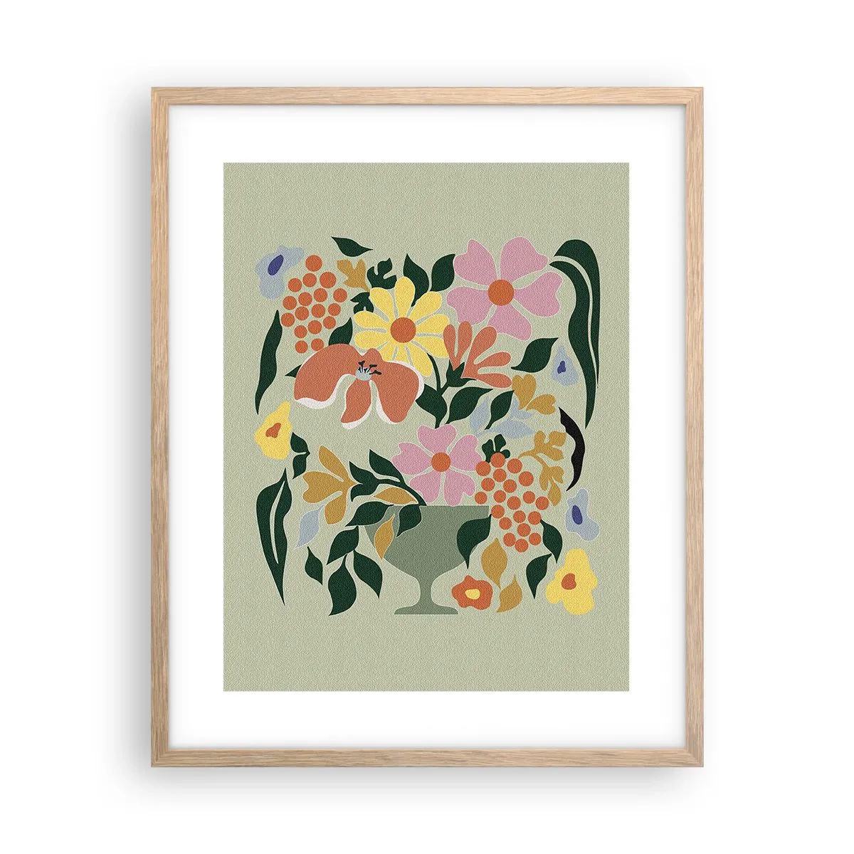 Poster in light oak frame - Bouquet Brimming with Life - 40x50 cm