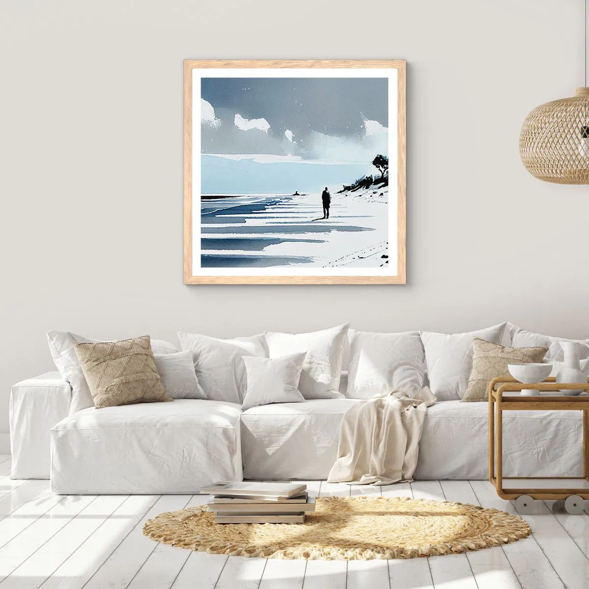 Poster in light oak frame - All Alone - 40x40 cm