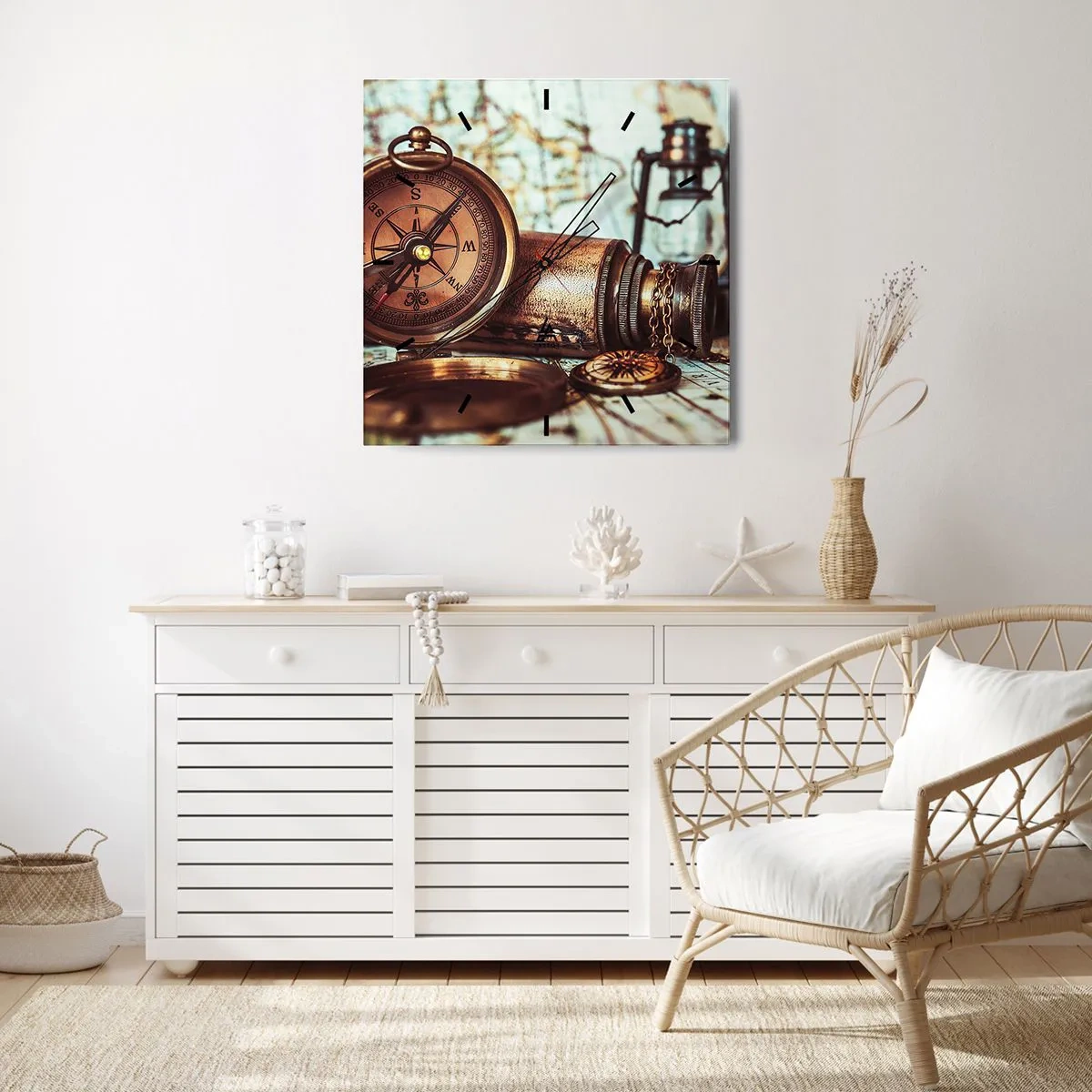 Wall clock - Clock on glass - Pirate Adventure in the Caribbean - 40x40 cm