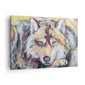 Canvas picture - Artistic portrait of a wolf in intense colors - 70x50cm - Wolf Eyes - Modern wall decoration for the living room and bedroom ARTTOR