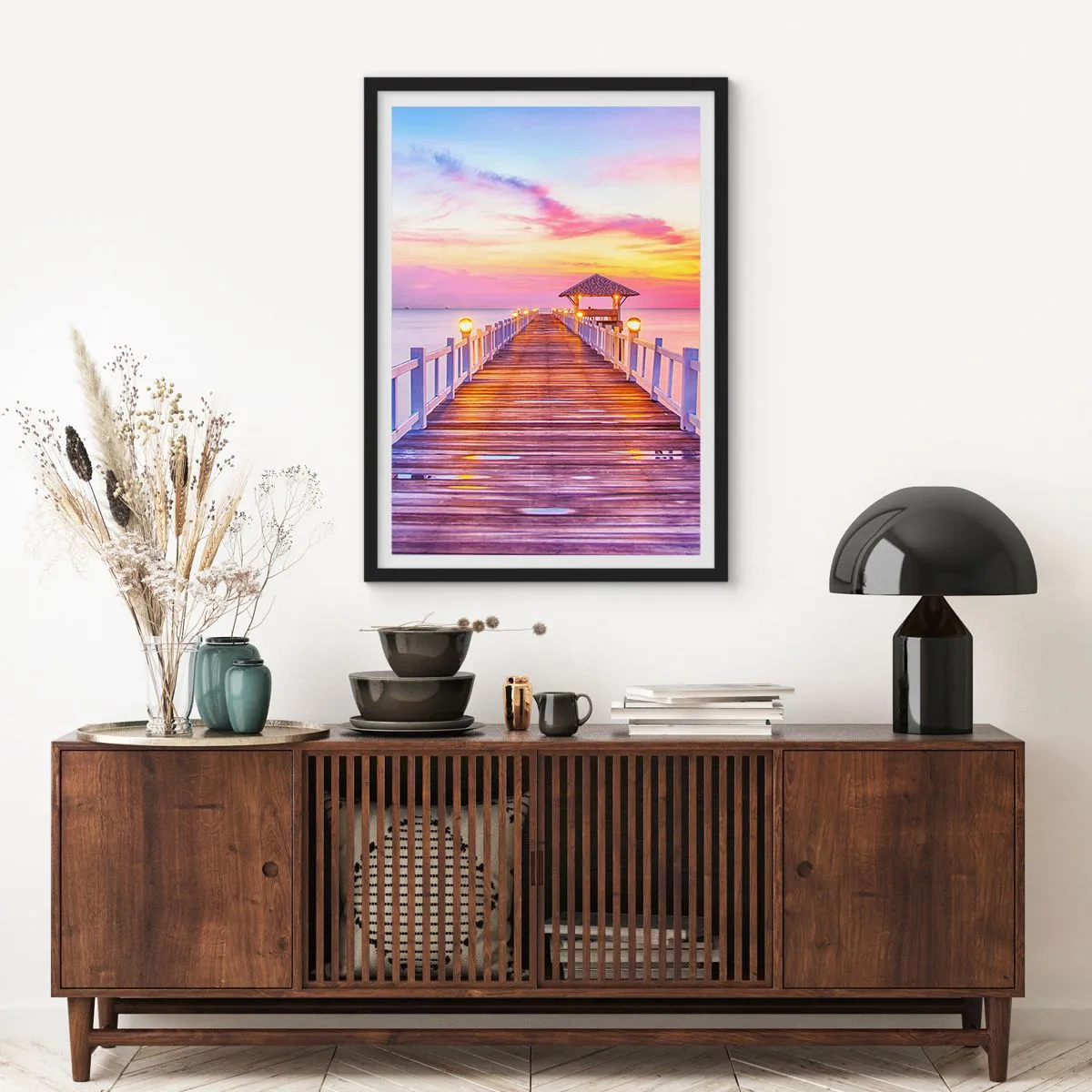 Poster in black frame - Lilac and Gold Silence of an Evening - 61x91 cm