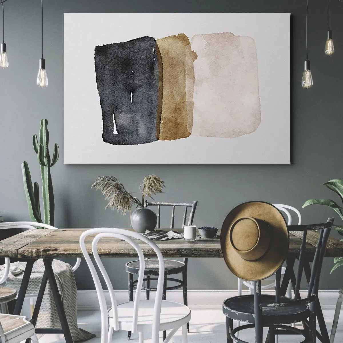Canvas picture - A minimalist composition of three rectangles in earthy shades. - 70x50cm - Composition of the Colours of the Soil - Modern wall decoration for the living room and bedroom ARTTOR