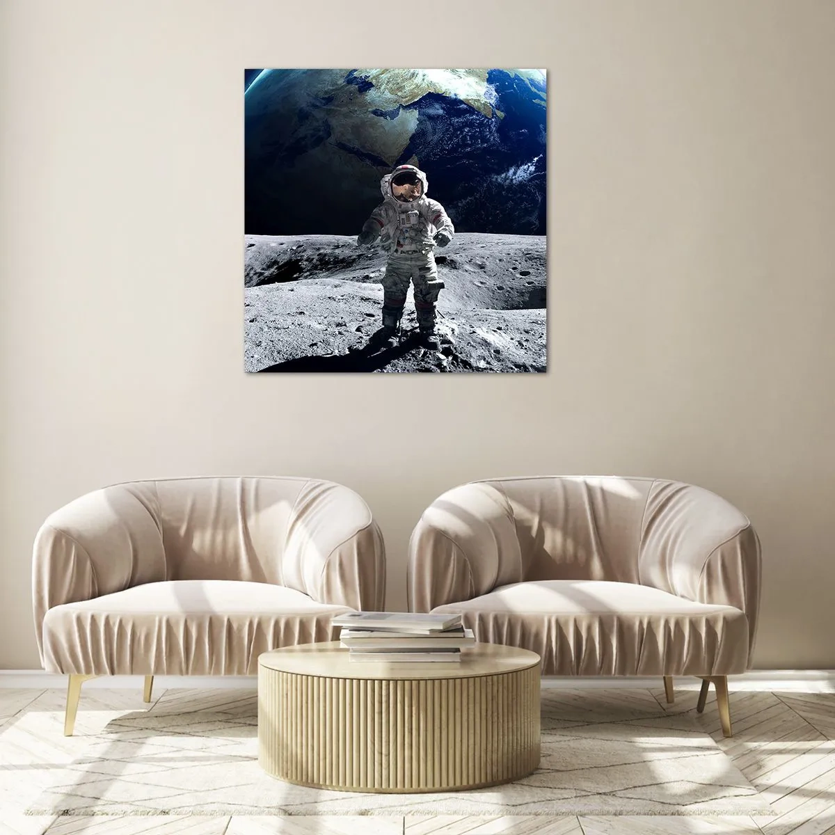 Glass picture - Greetings from the Moon - 60x60 cm
