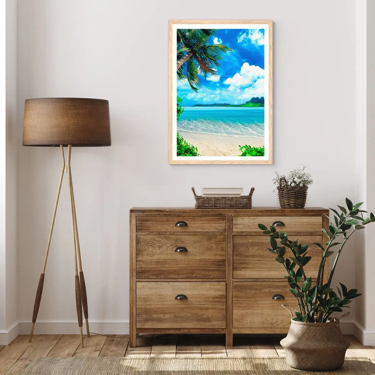 Poster in light oak frame - Blue Tropics - 40x50 cm