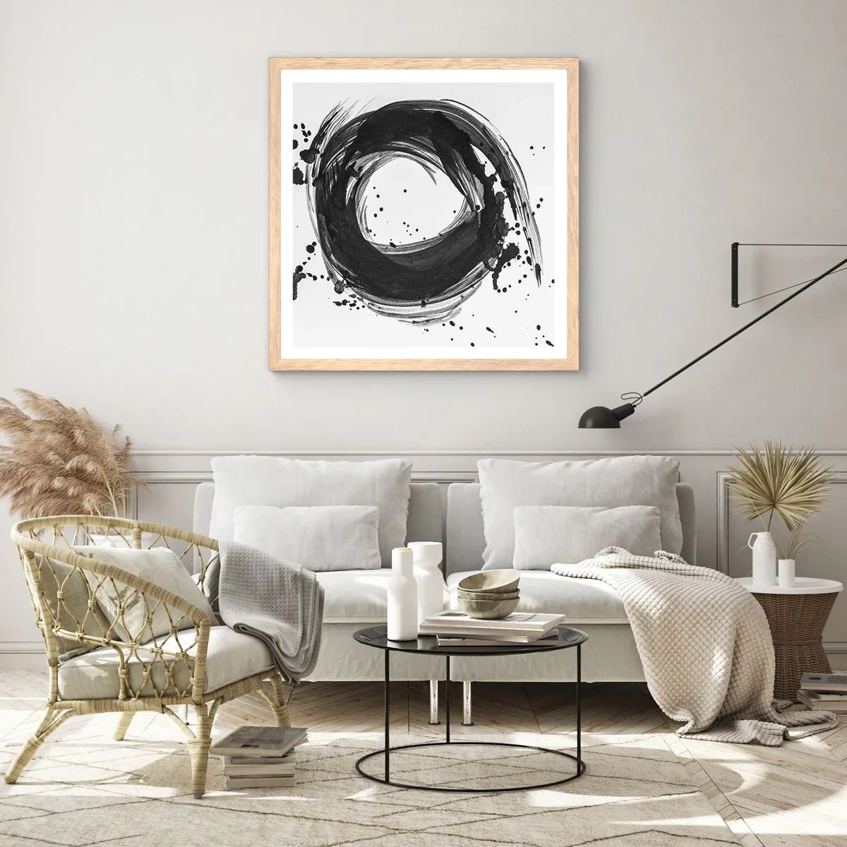 Poster in light oak frame - Whirl of Creation - 40x40 cm
