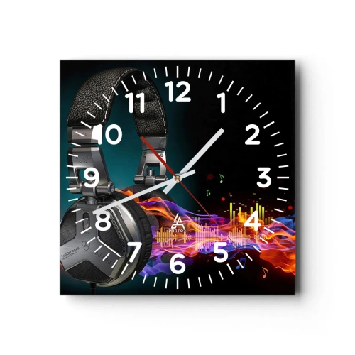 Wall clock - Clock on glass - In the Fire of Music - 30x30 cm
