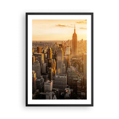 Poster in black frame - Manhattan skyline at sunset from the Empire State Building - 50x70cm - Growing in the Sun - Modern wall decoration for the living room and bedroom ARTTOR