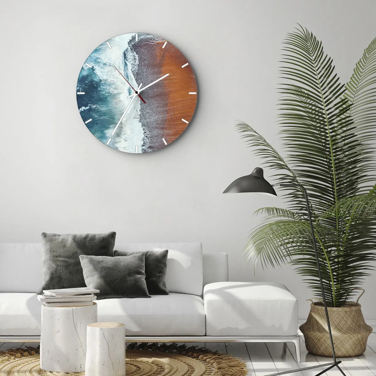 Wall clock - Clock on glass - Touch of the Ocean - 40x40 cm