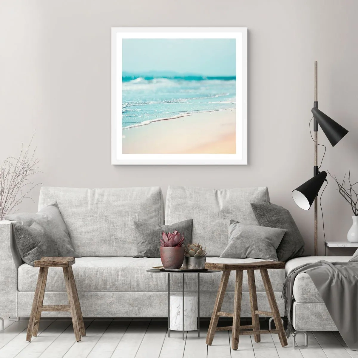 Poster in white frmae - Warmth and Breeze - 40x40 cm