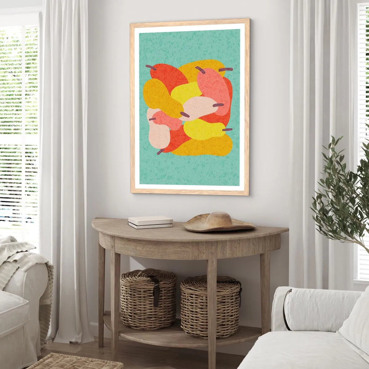Poster in light oak frame - Try Summer Sun - 61x91 cm