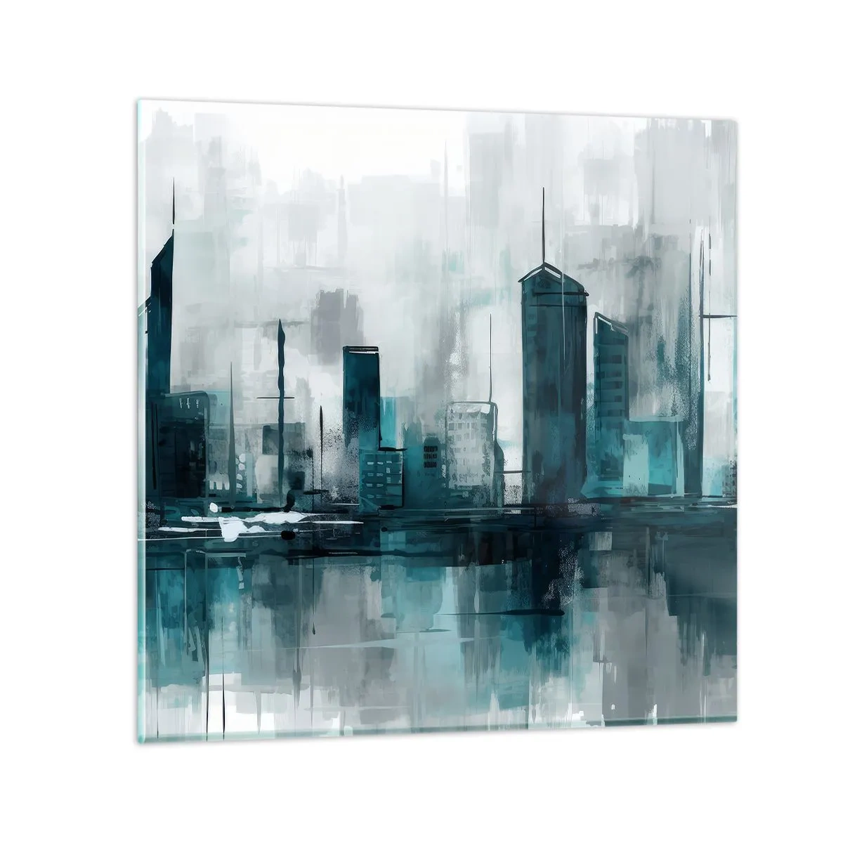 Glass picture - City in the Colour of Rain - 60x60 cm