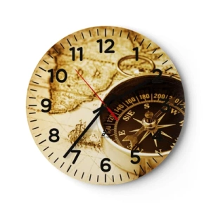 Wall clock - Clock on glass - East or West? - 40x40 cm