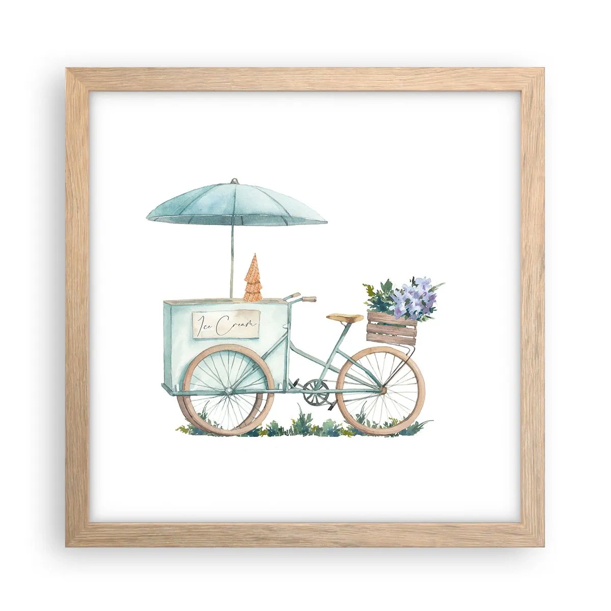 Poster in light oak frame - Sweet Memory of the Summer - 30x30 cm