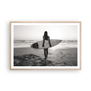 Poster in light oak frame - Daughter of Sea Wave - 91x61 cm