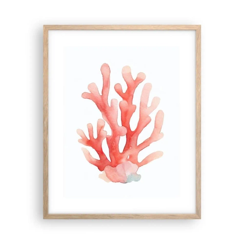 Poster in light oak frame - Coral Colour Colars - 40x50 cm
