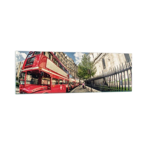 Glass picture - London Street in Grey and Red - 160x50 cm