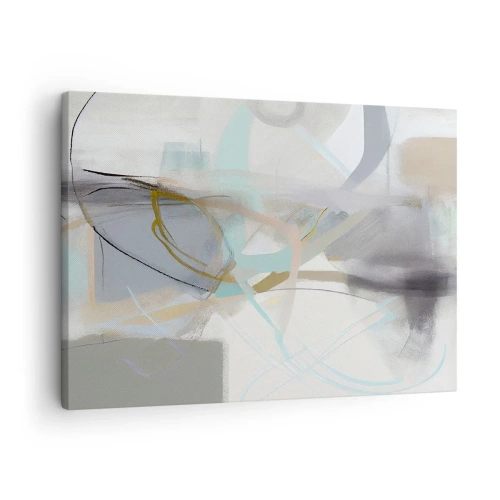 Canvas picture - Pastel abstraction with delicate lines - 70x50cm - Foggy Abstract - Modern wall decoration for the living room and bedroom ARTTOR