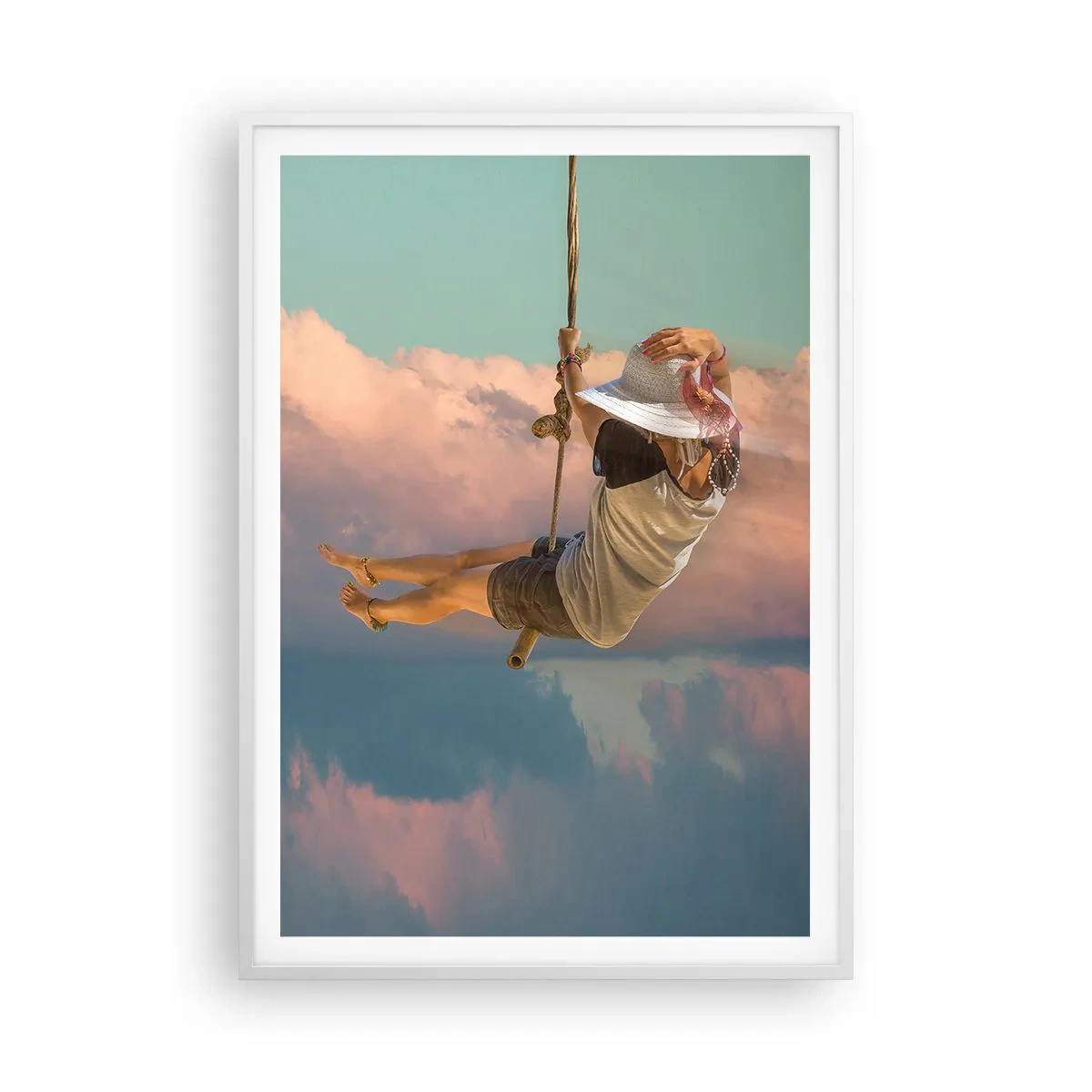 Poster in white frmae - Fun in the Clouds - 70x100 cm