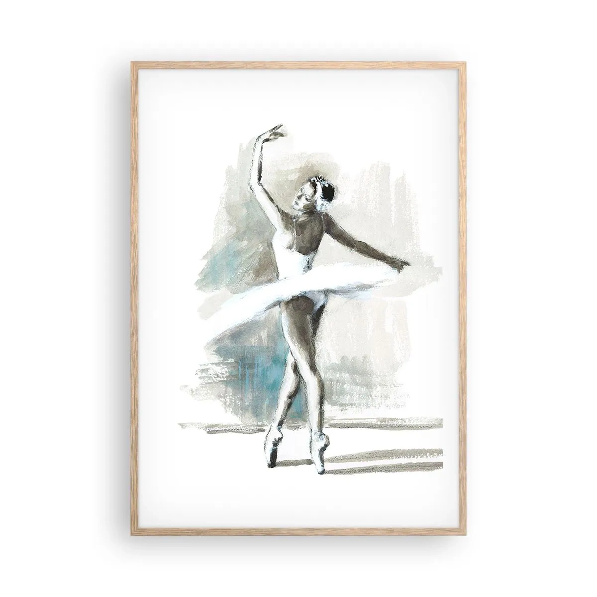 Poster in light oak frame - Enchanted into a Swan - 70x100 cm