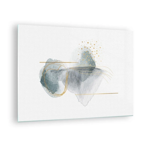 Glass picture - An abstract composition of gray with gold accents - 70x50cm - On the Relationships of Grey and Gold - Modern wall decoration for the living room and bedroom ARTTOR