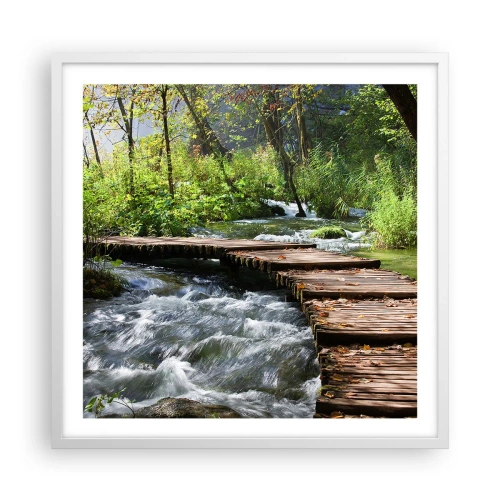 Poster in white frmae - By the Foamy Cascade - 60x60 cm