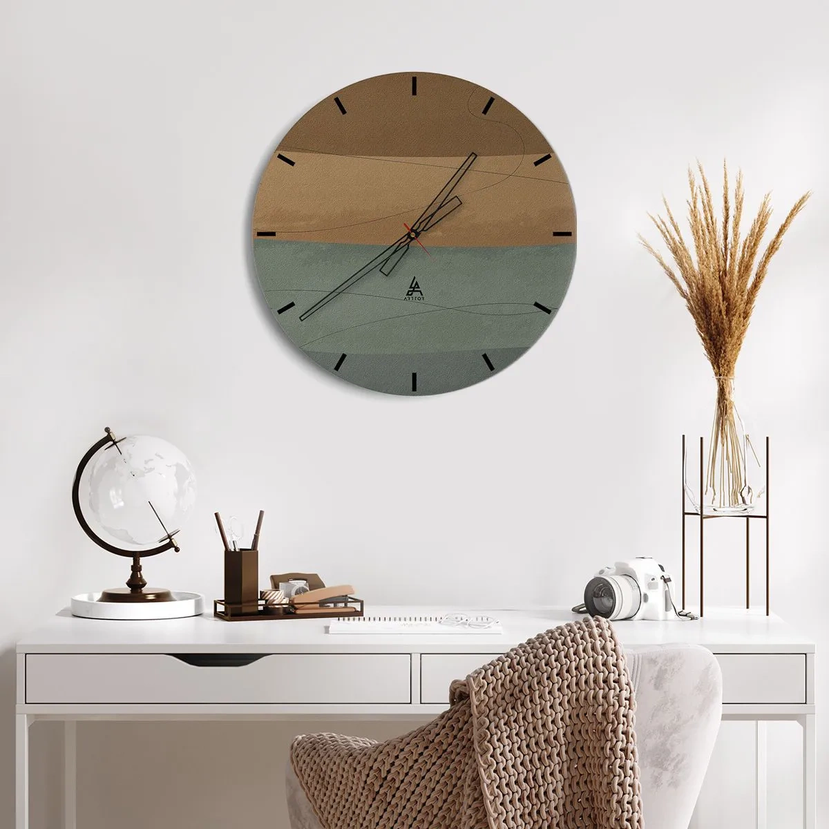 Wall clock - Clock on glass - Horizontal Compostion - 40x40 cm