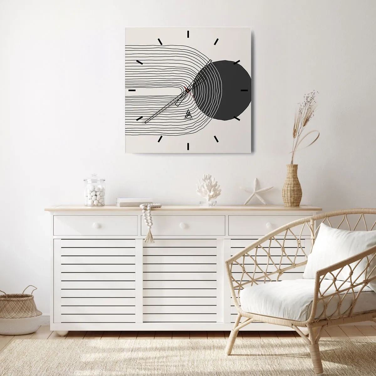 Wall clock - Clock on glass - Trembling and Certainty - 40x40 cm