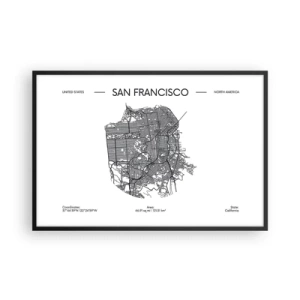 Poster in black frame - Anatomy of San Francisco - 91x61 cm