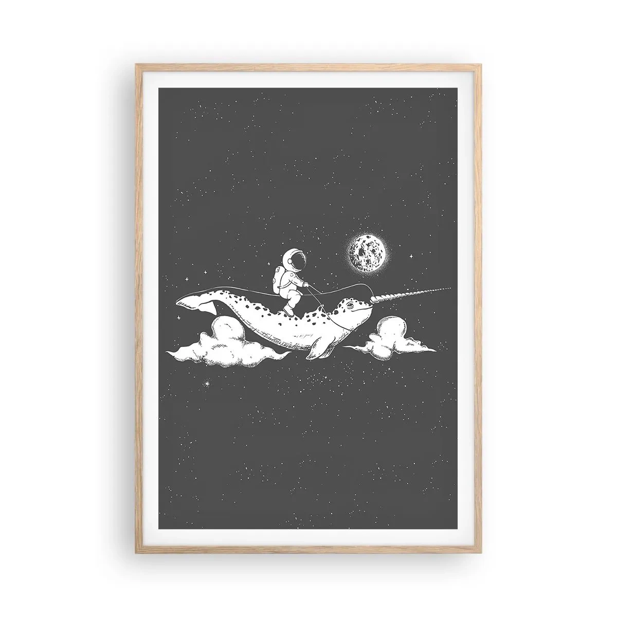 Poster in light oak frame - Space Rider - 70x100 cm
