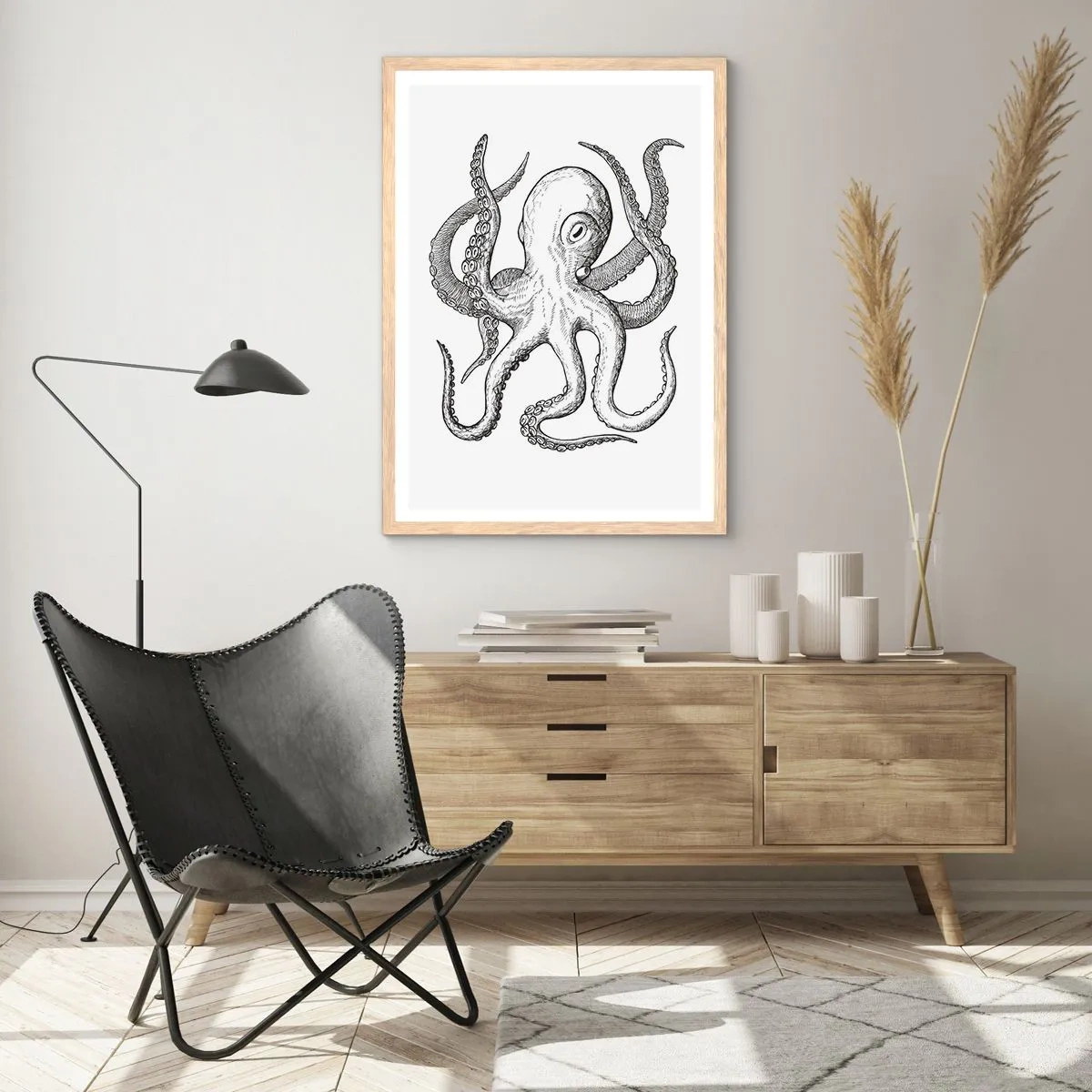 Poster in light oak frame - Dancing with the Waves - 61x91 cm
