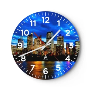 Wall clock - Clock on glass - Night of Lights and Colours - 40x40 cm