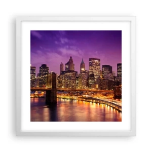 Poster in white frmae - Violet and Gold Manhattan - 40x40 cm