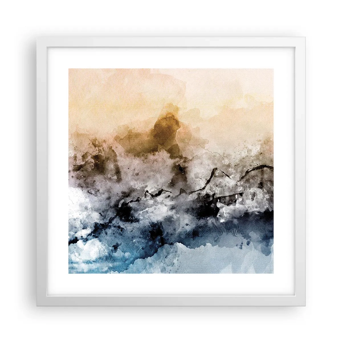 Poster in white frmae - Drowned in Fog - 40x40 cm