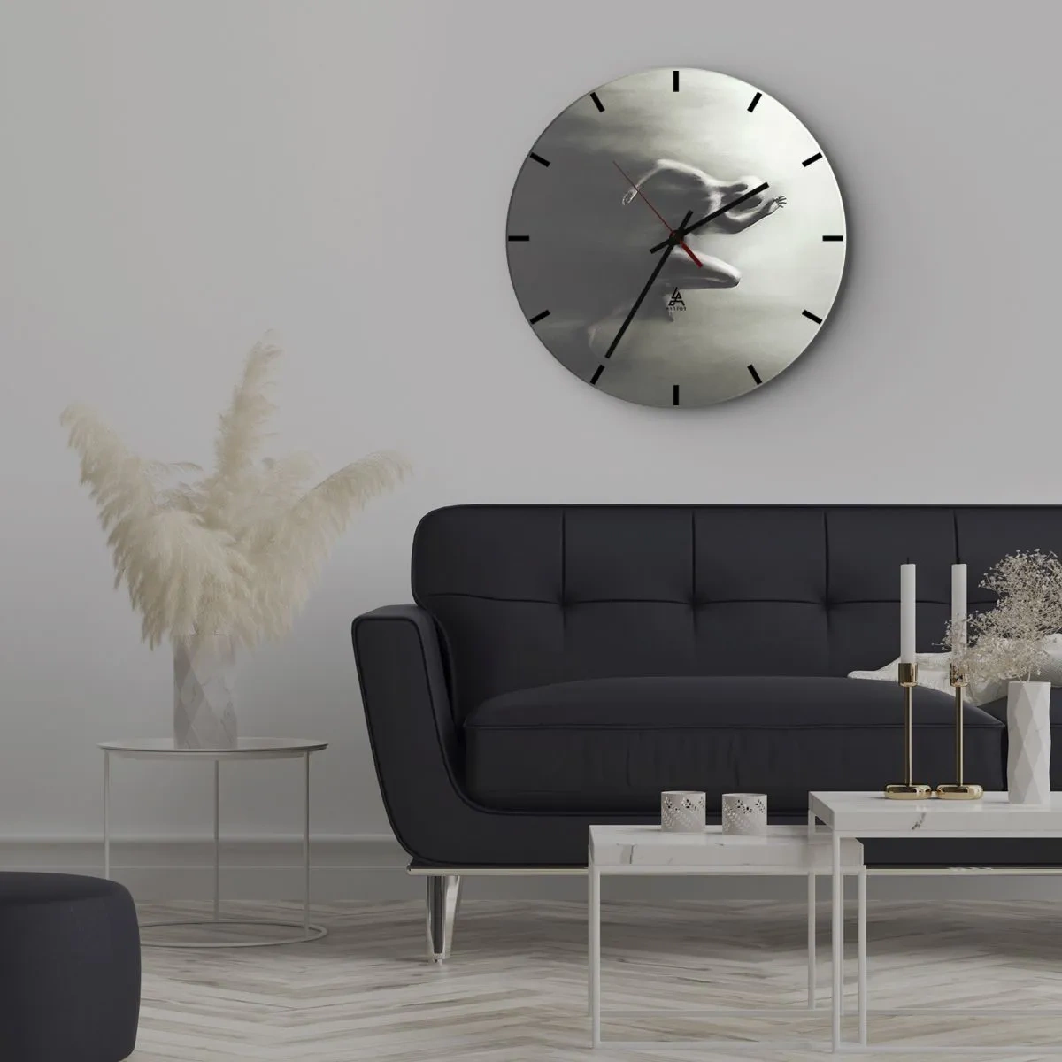 Wall clock - Clock on glass - Unstoppable - 40x40 cm