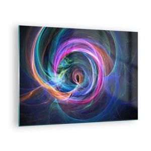 Glass picture - An abstract spiral in intense colors on a dark background. - 70x50cm - Where Are You Taking Me? - Modern wall decoration for the living room and bedroom ARTTOR