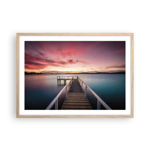 Poster in light oak frame - Mild Flame of an Evening - 70x50 cm