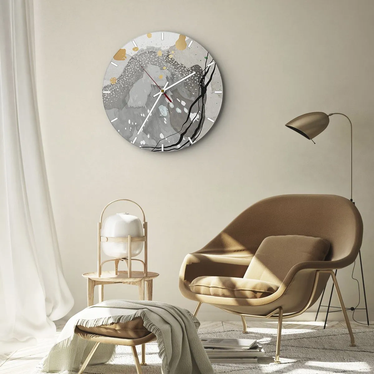 Wall clock - Clock on glass - Organic Composition  - 30x30 cm
