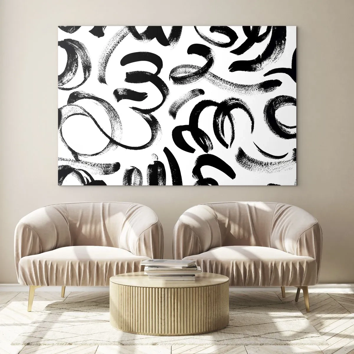 Glass picture - Black on White - 120x80 cm
