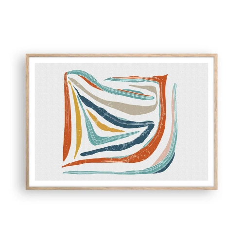 Poster in light oak frame - Abstract with a Friendly Smile - 100x70 cm