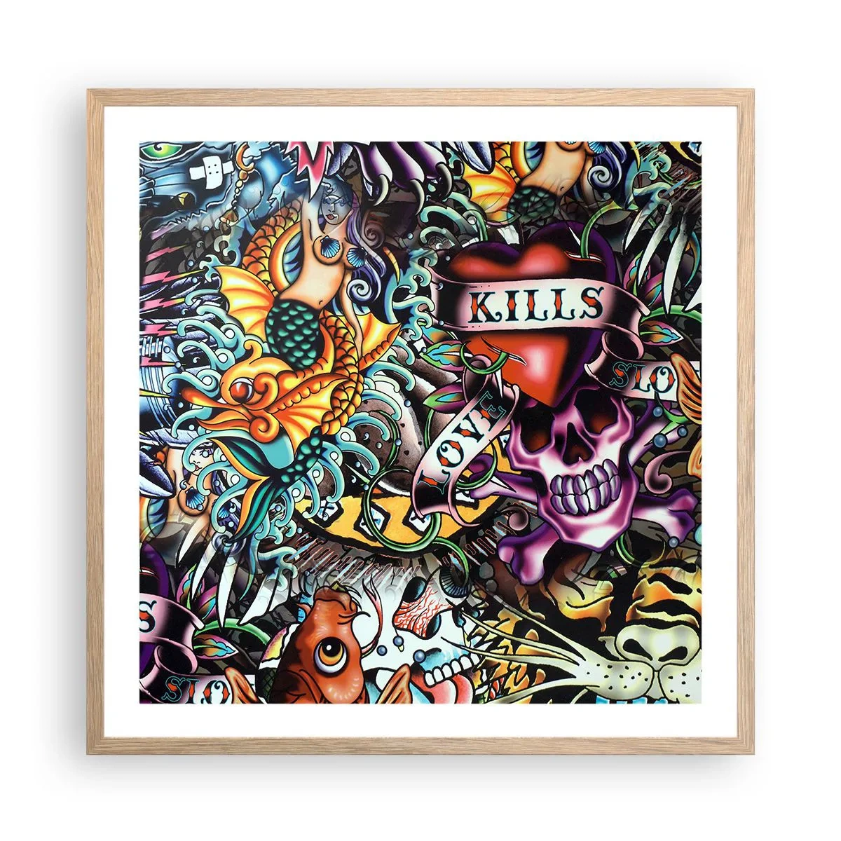 Poster in light oak frame - Dream of a Tattoo Artist - 60x60 cm